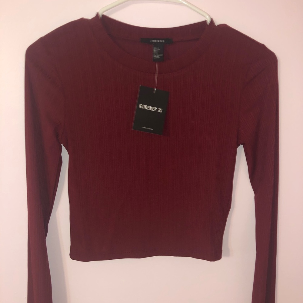 Ribbed Long Sleeve Crop Top